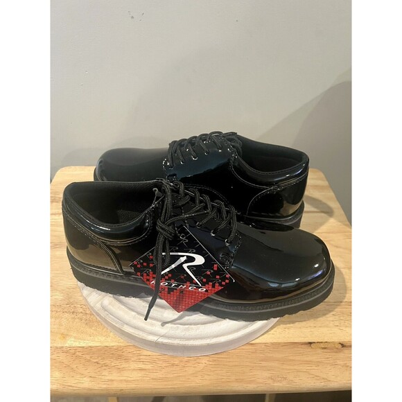 Rothco Mens Black Shoes Hi Gloss Uniform Oxford With Heavy Work Sole Size 8W - Picture 1 of 11